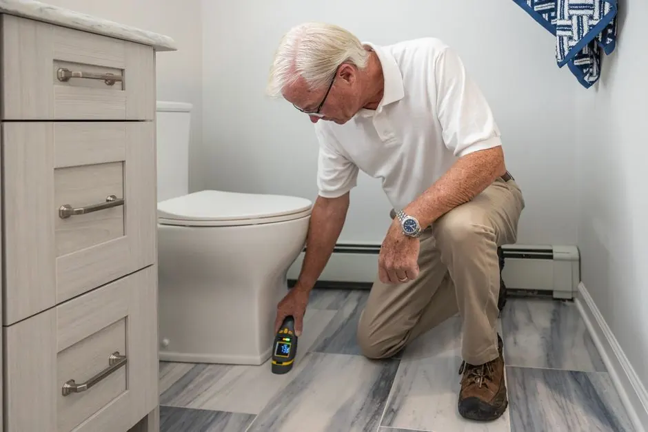 Technician using tools during a service visit